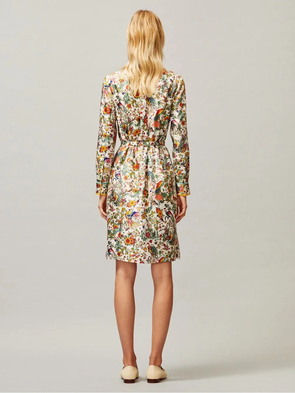 NWOT Tory Burch Silk Promised Land Floral Birds Contrast Dress Size 6